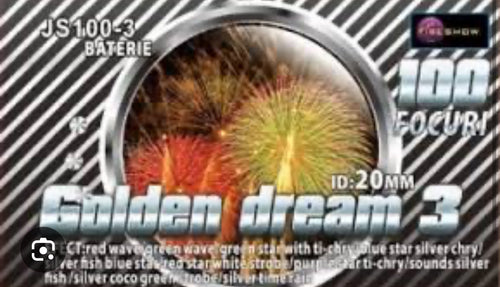 100 focuri 20 mm golden dream 3 Fireshow