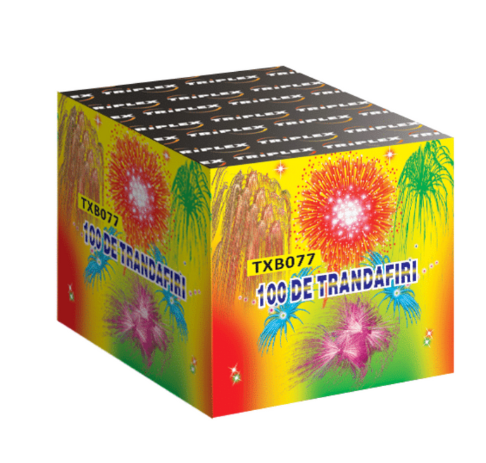 Baterie de artificii 25 focuri   TXB077 100 DE TRANDAFIRI
