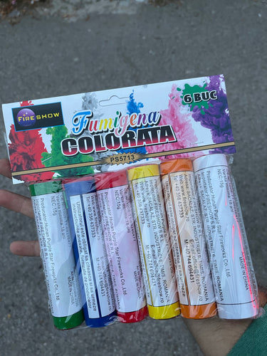 Fumigene colorate cu fitil -set multicolor durata 60 sec